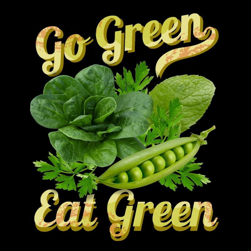 Green vegetables, funny saying Vegans, vegetarians