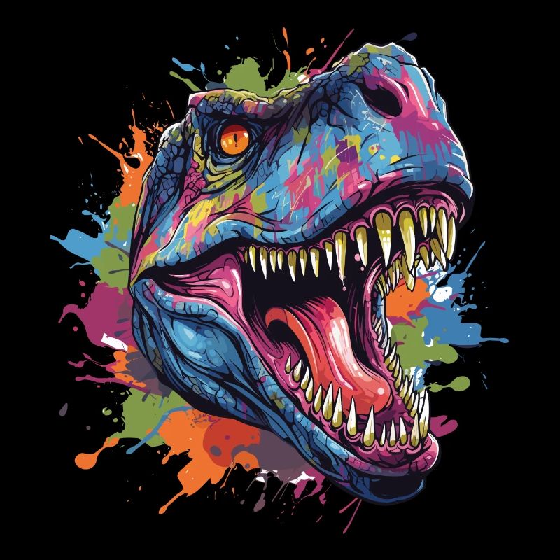 Tête de dinosaure t-rex avec un style graffiti