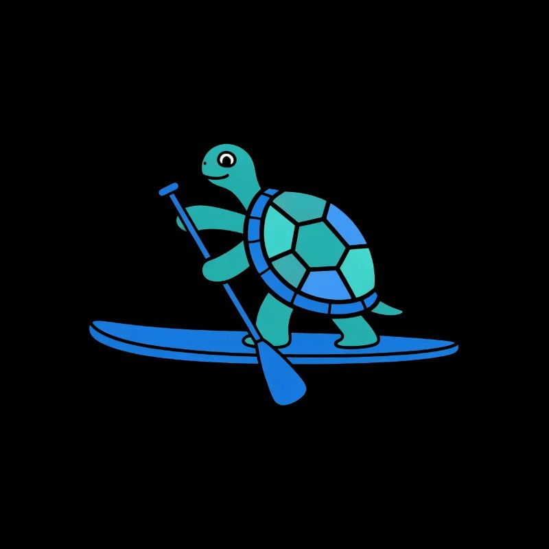 Cute Sea Turtle Paddleboarding