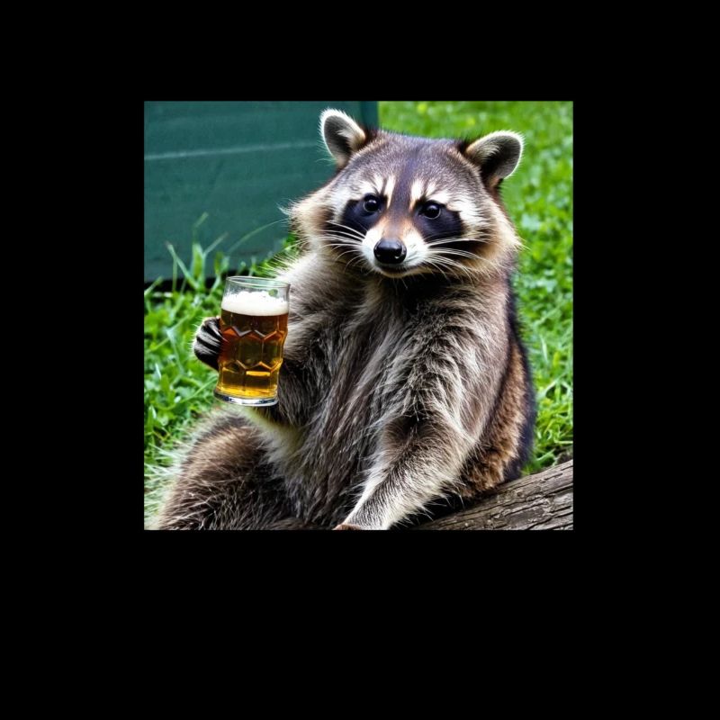 Waschbär mit Bier