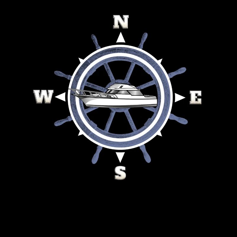 Boating motor boat compass captain gift