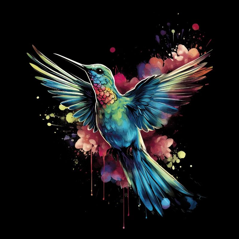 Hummingbird Floral Bird Artwork