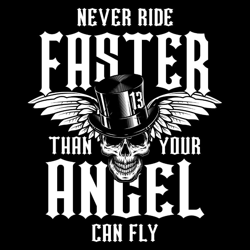 Sort biker totenkopf Ange wings