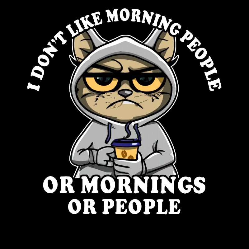 Morning grouch coffee drinker cat coffee
