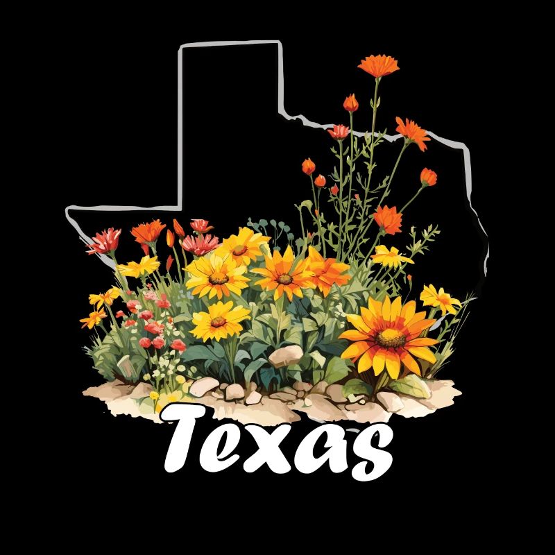 Texas flag with floral spring Texas