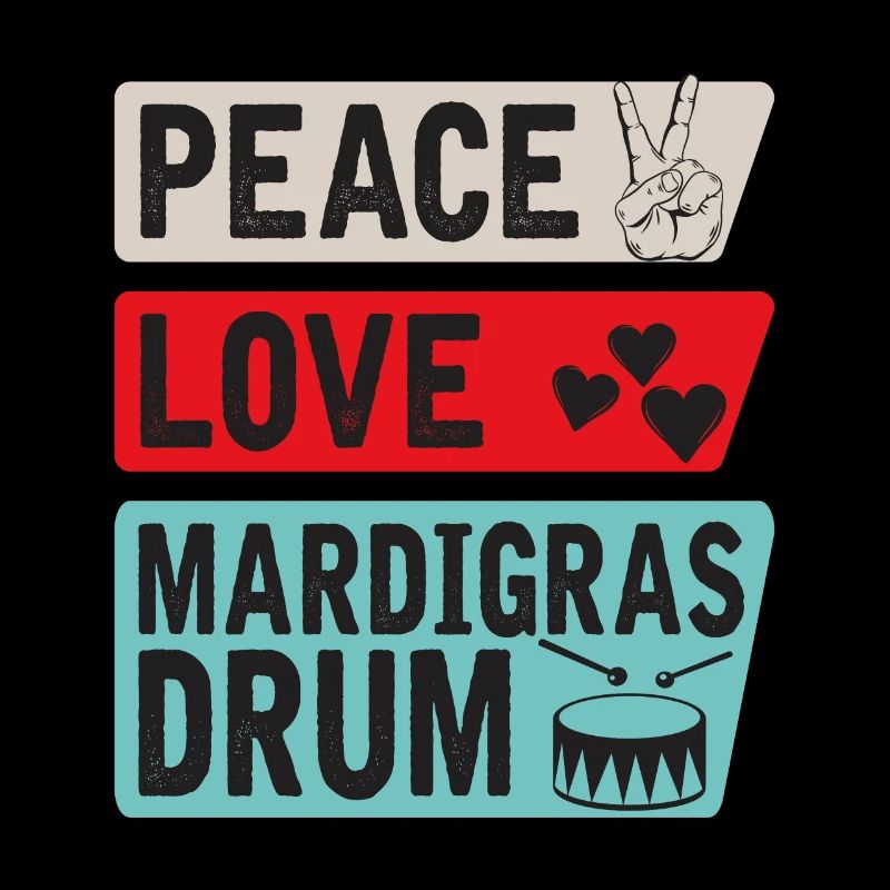 Peace Love Mardigras Drum Instrument