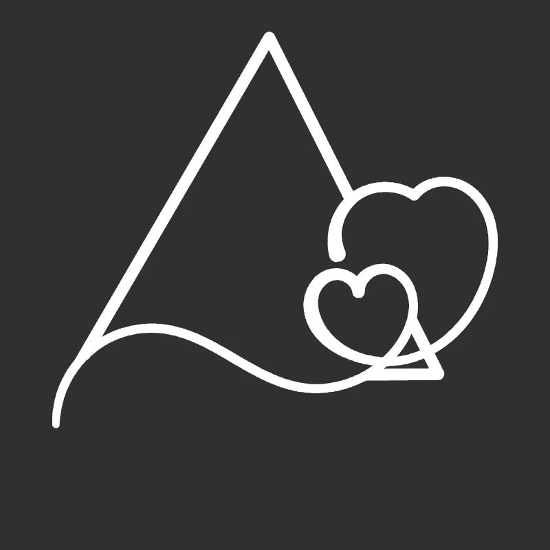 Triangular frame with hearts basic text