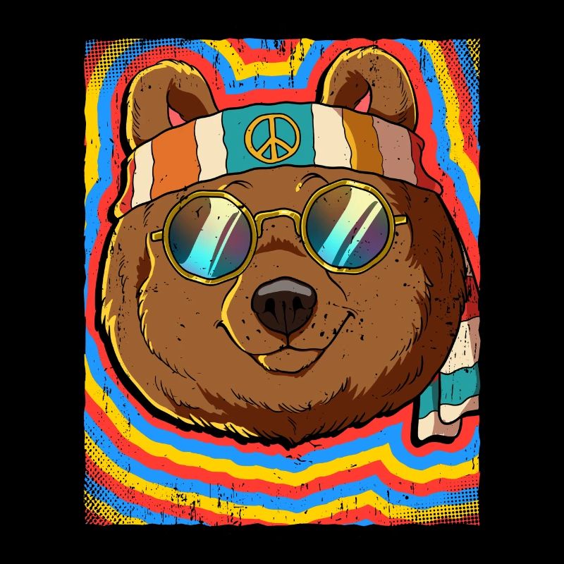 Hippie Bear Psychedelic Trippy