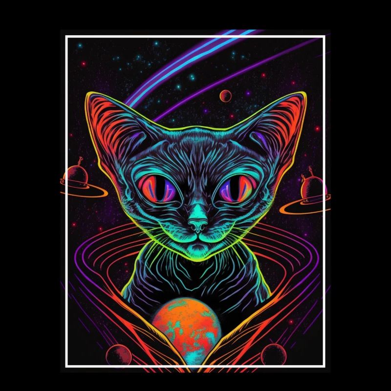 Cat Space Astronaut Space Neon Rockets