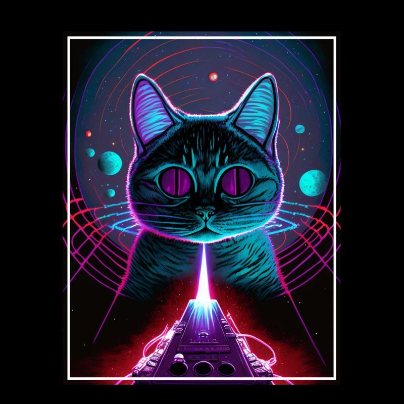 Cat Space Astronaut Space Neon Rockets