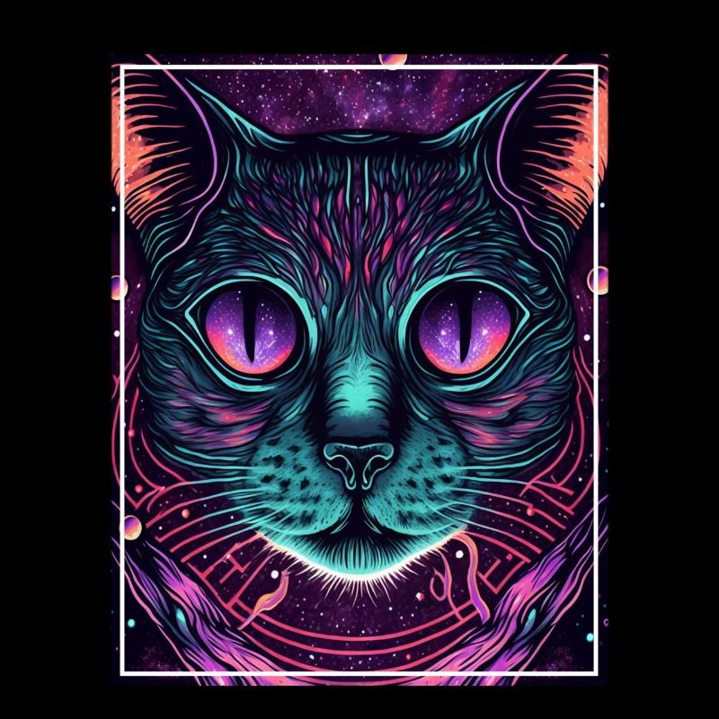 Cat Space Astronaut Space Neon Rockets