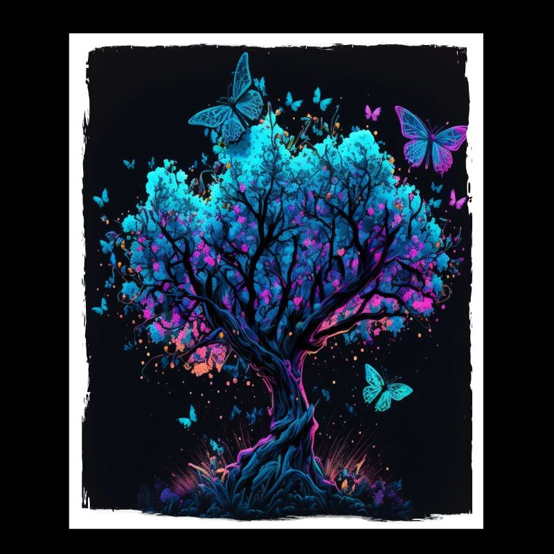 Tree Butterflies Abstract Nature Forest Grunge