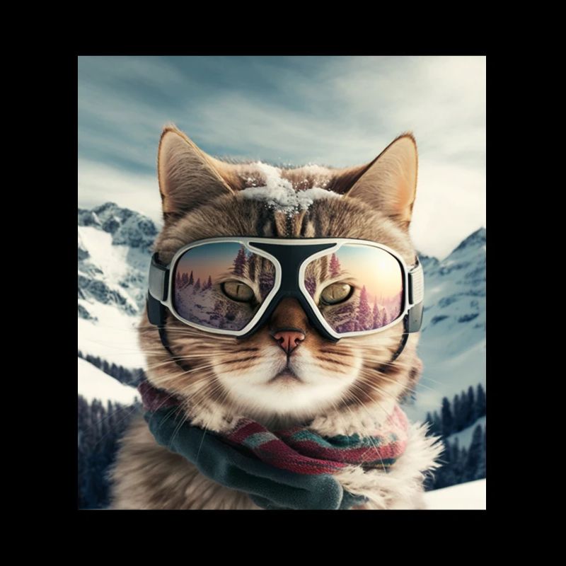 Winter Katze Ski Snowboard Schnee Kätzchen