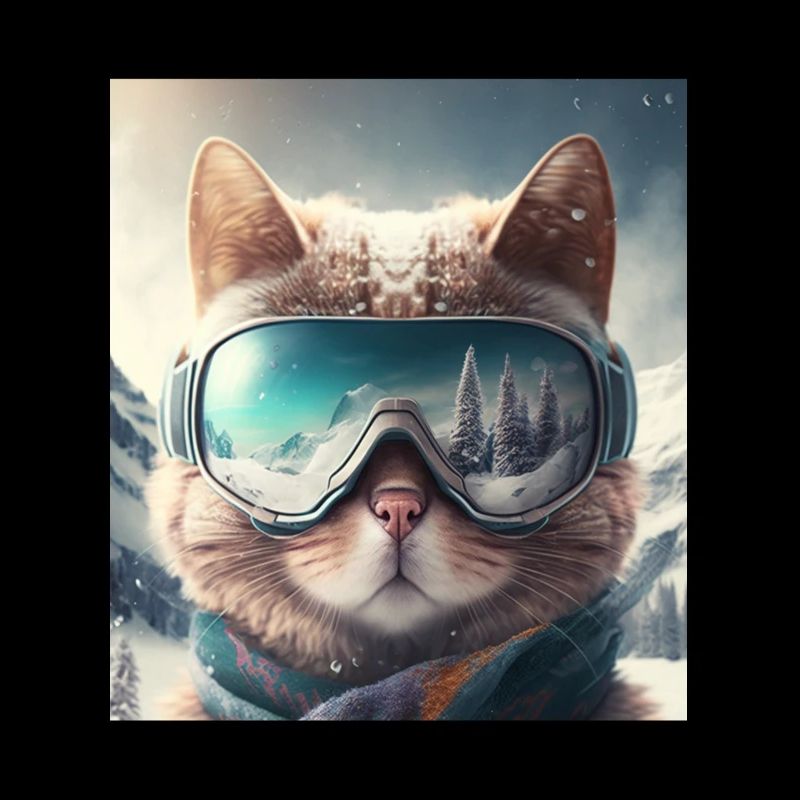 Winter Cat Ski Snowboard Snow Kitten