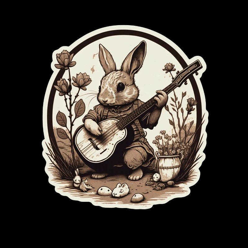 Rabbit Banjo Guitar Bunny Rabbit Easter Music