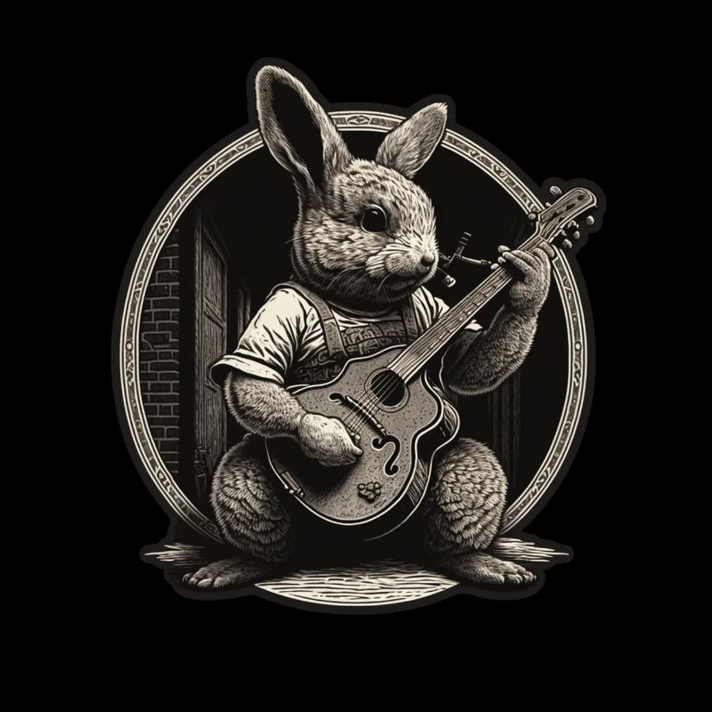 Rabbit Banjo Guitar Bunny Rabbit Easter Music