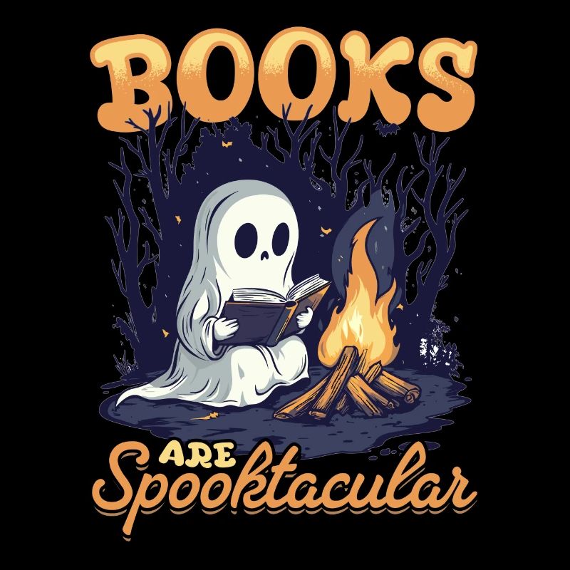 Funny Teacher Halloween Ghost Reading Book