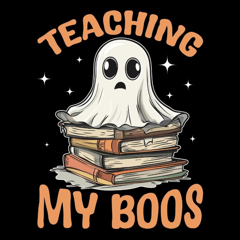 Funny Teacher Halloween Ghost Reading Book