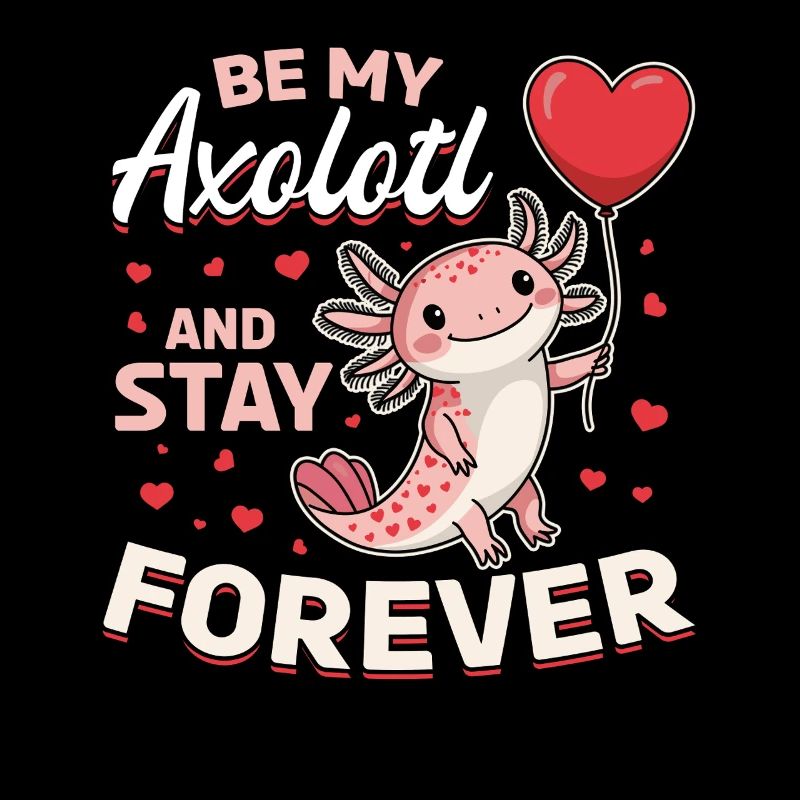 Cute Axolotl Valentins Day