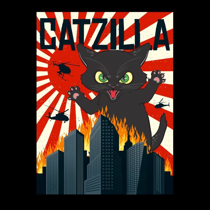 Catzilla I chat chats chat noir chatons