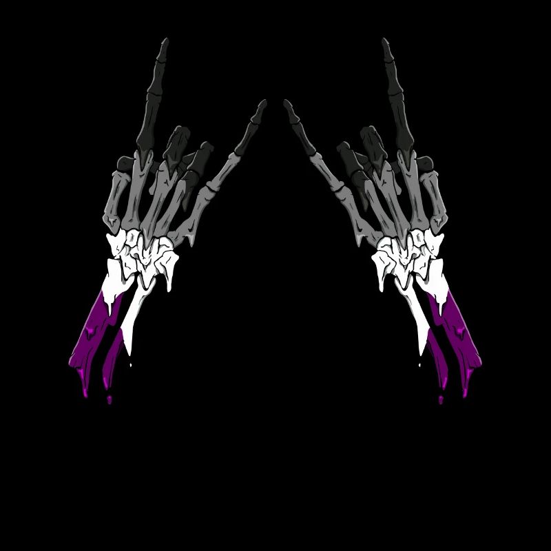 Asexual Pride Ace Flag Devil Horn Skeleton Subtle