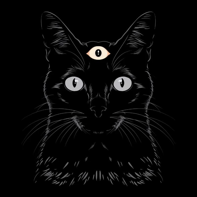 Weirdcore Ästhetik Schwarze Katze Drittes Auge Hex