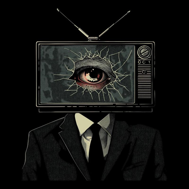 Weirdcore Ästhetik TV Mann Augapfel Grunge Strange