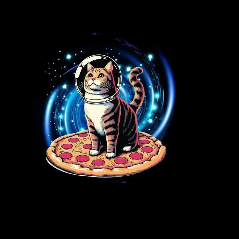 Chat de l’espace Pizza Drôle Chaton
