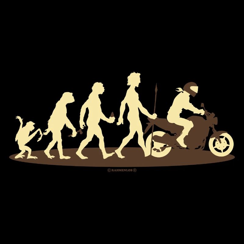 Evolution vom Affen zum Biker Motorradfahrer -