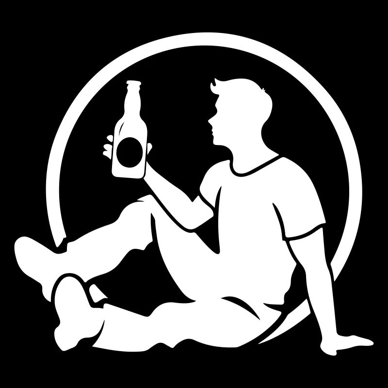 Silhouette de bouteille de bière buvant