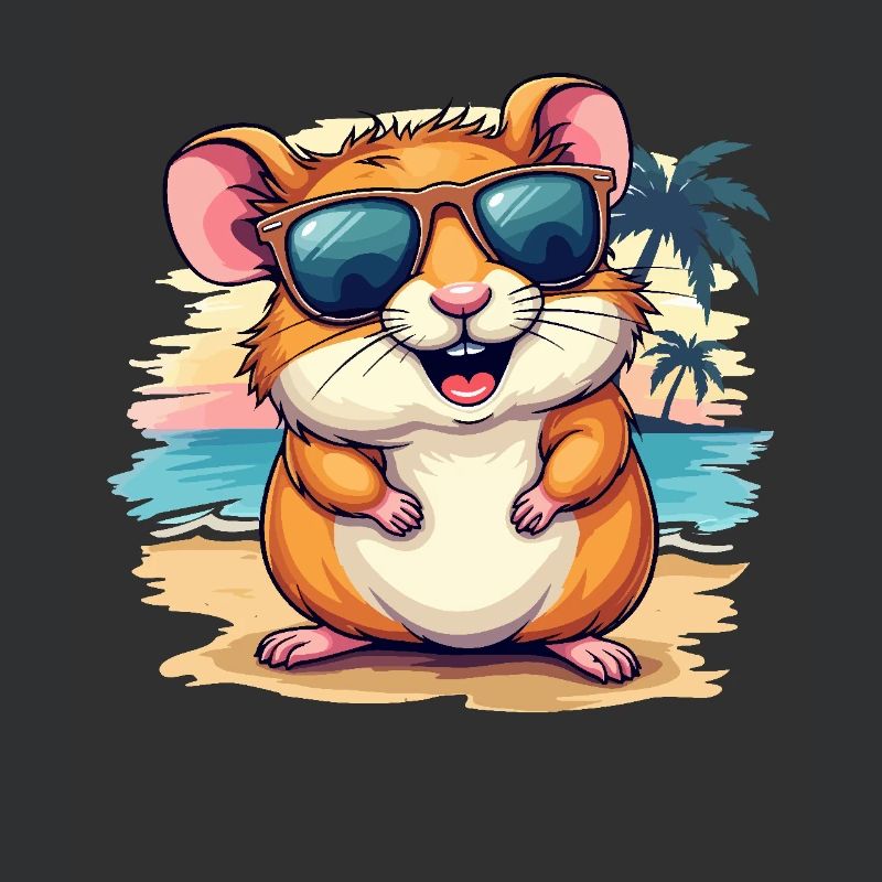 Maus Am Strand, Farbenfrohe Digitale Kunst