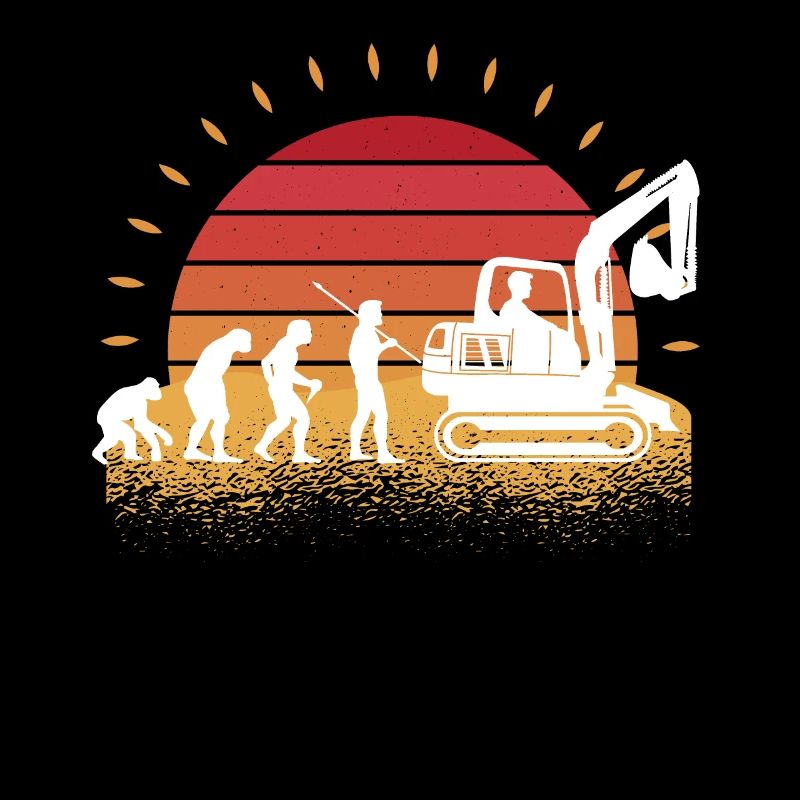 Rétro Excavatrice Excavatrice Driver Evolution Chantier de construction