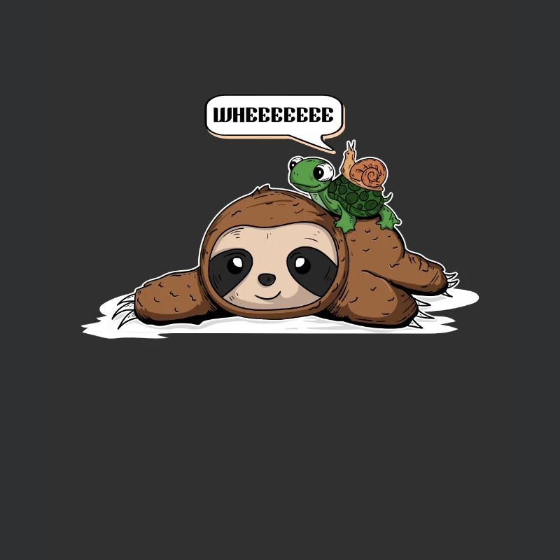 Snail and turtle ride sloth.