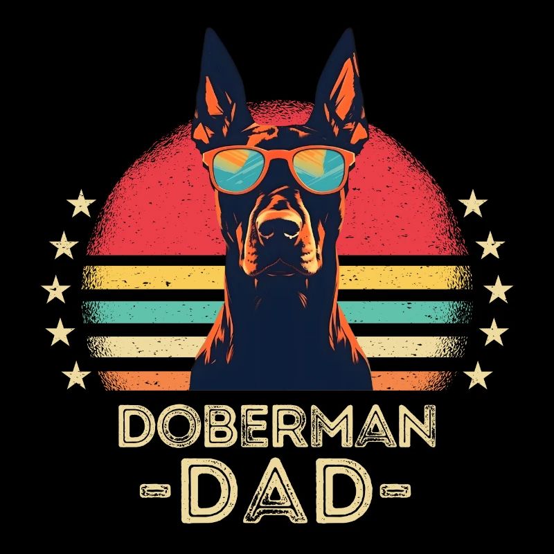 Dobermann mit sonnenbrille retro