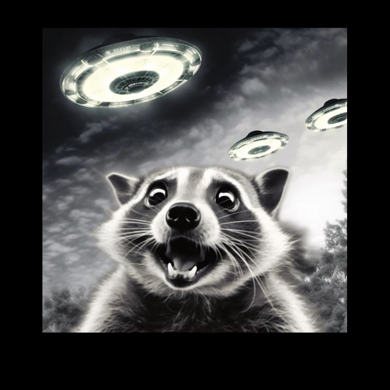 Drôle de raton laveur effrayé selfie OVNI Alien