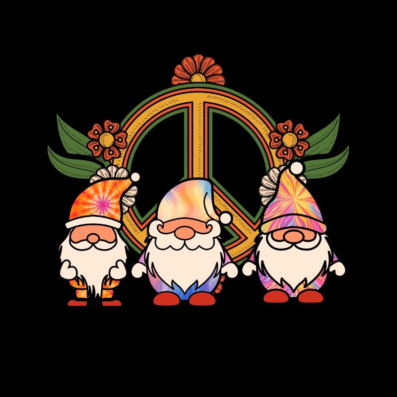 Three Hippie Gnomes Groovy Bandage Dye Gnomies