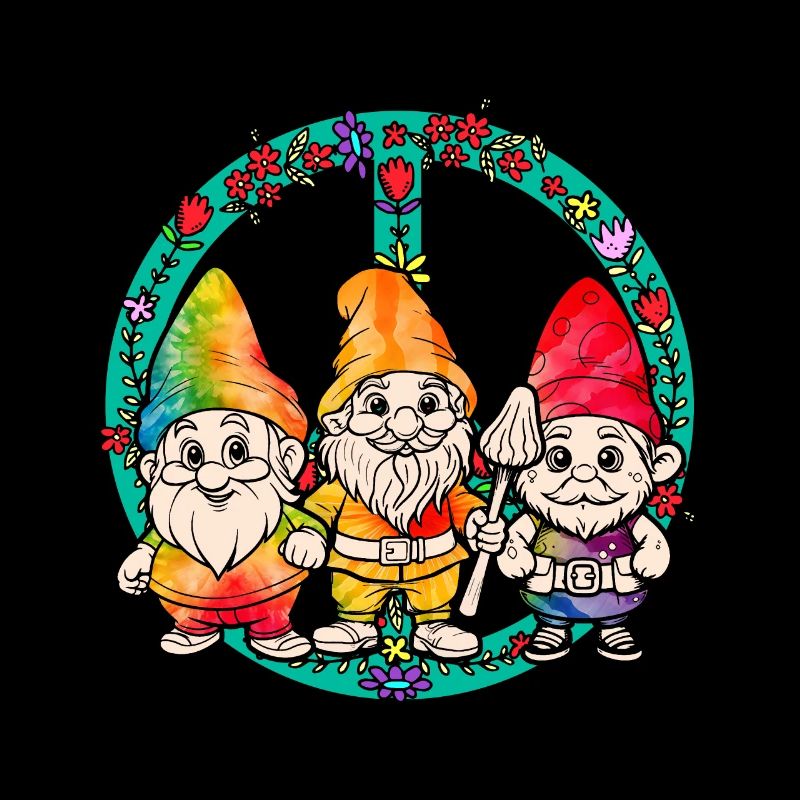 Three Hippie Gnomes Groovy Bandage Dye Gnomies