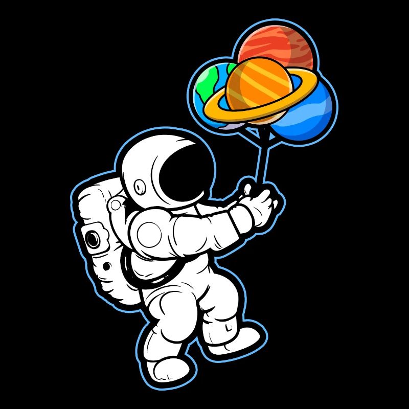 Astronaut Holding Planet Ballons Sonnensystem