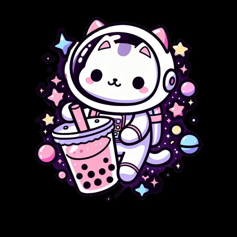 Thé à bulles Kawaii Cat Astronaut dans l’espace