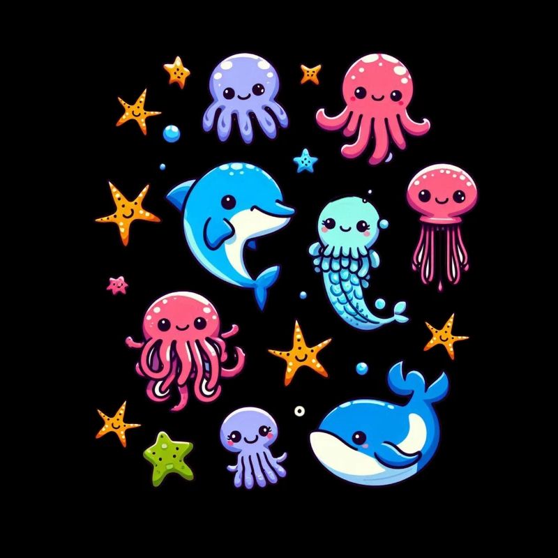 Créatures marines colorées pour les enfants Créatures marines