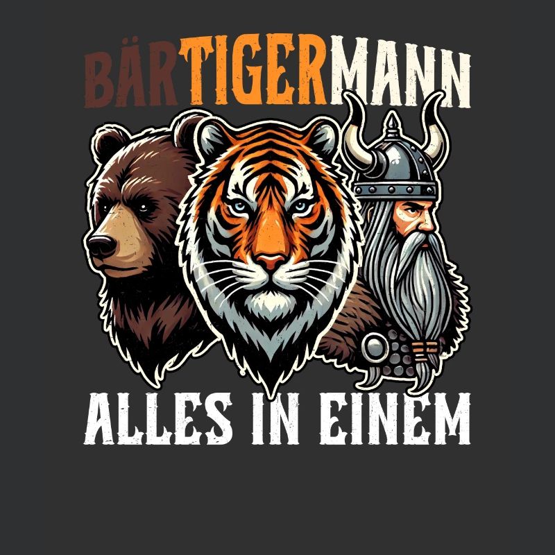 BEARDED MAN Viking Beard Man Tiger Funny