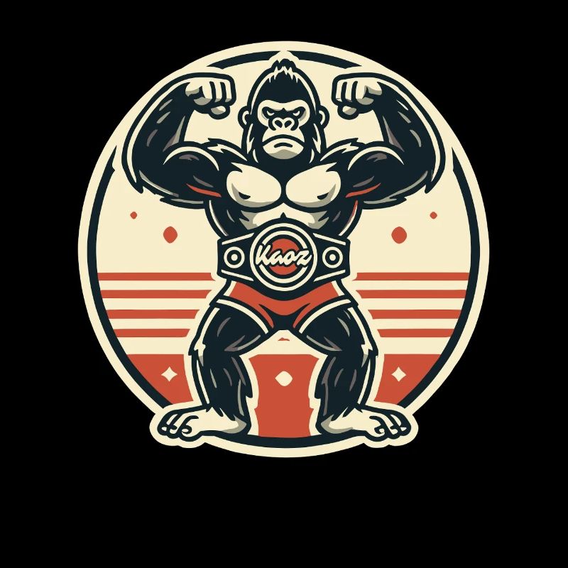 Starker Gorilla mit Champion-Gürtel
