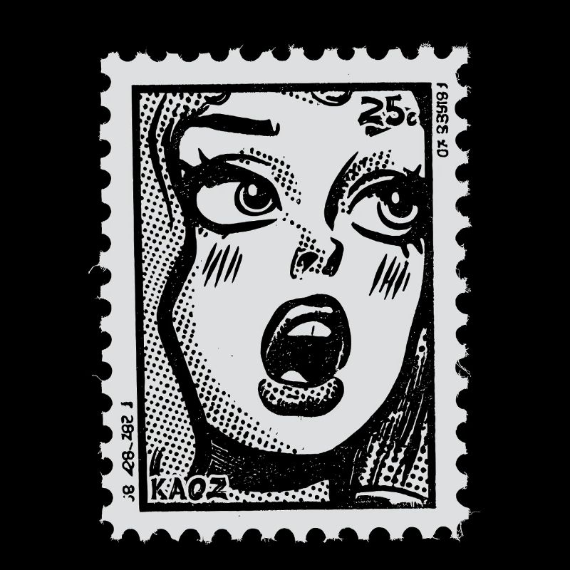 Femme de bande dessinée en état de choc – Timbre-poste Pop Art