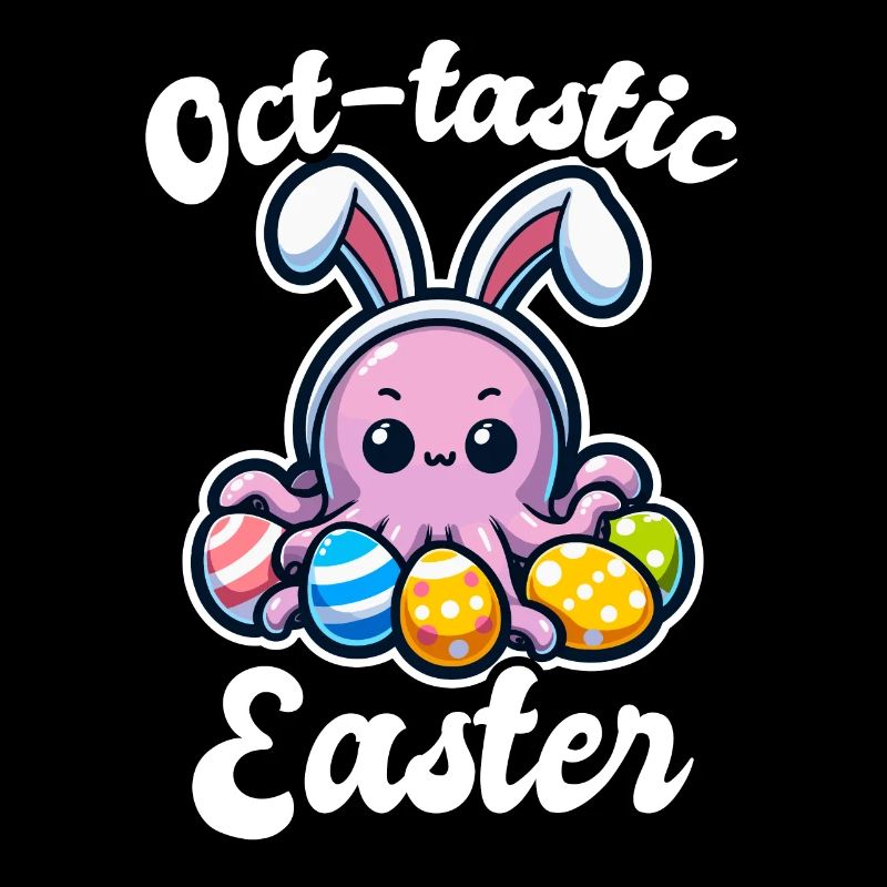 Happy Easter with octopus and colorful eggs