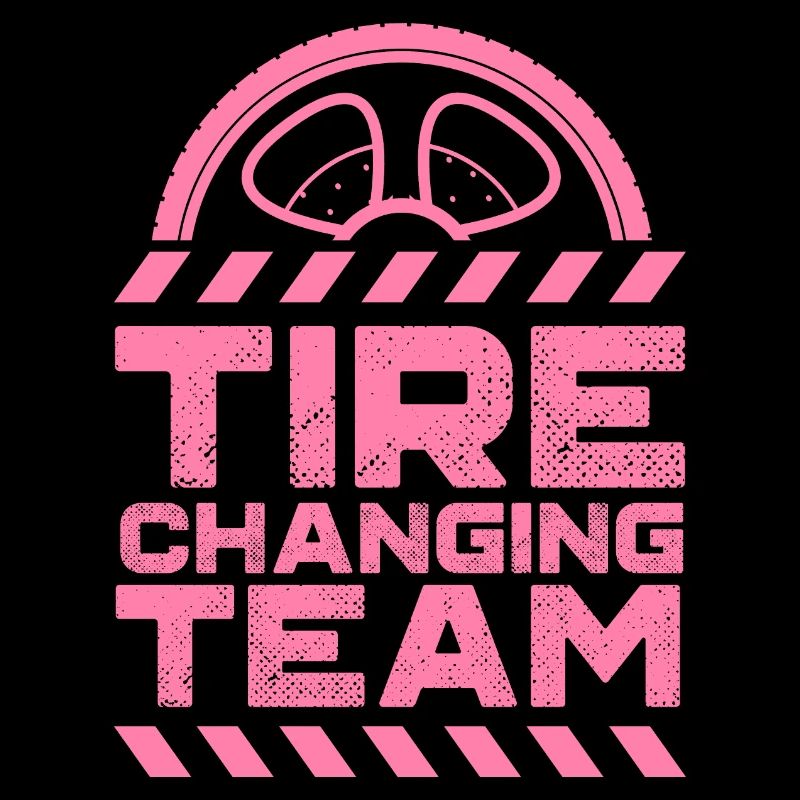 Tire change team changing tires car