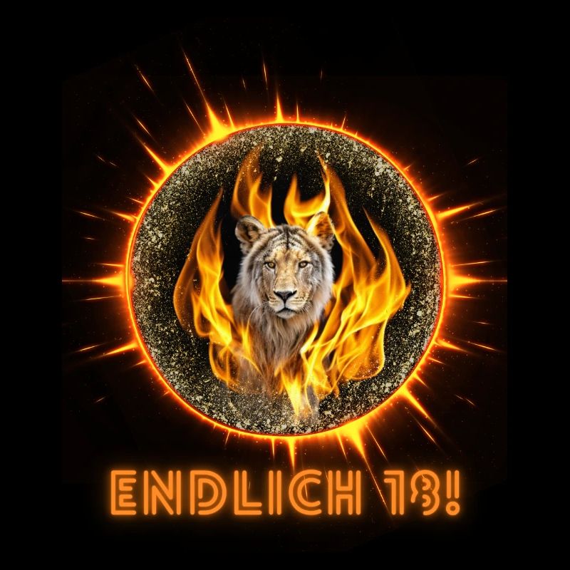 Endlich 18 - Löwe mit Flammenmähne