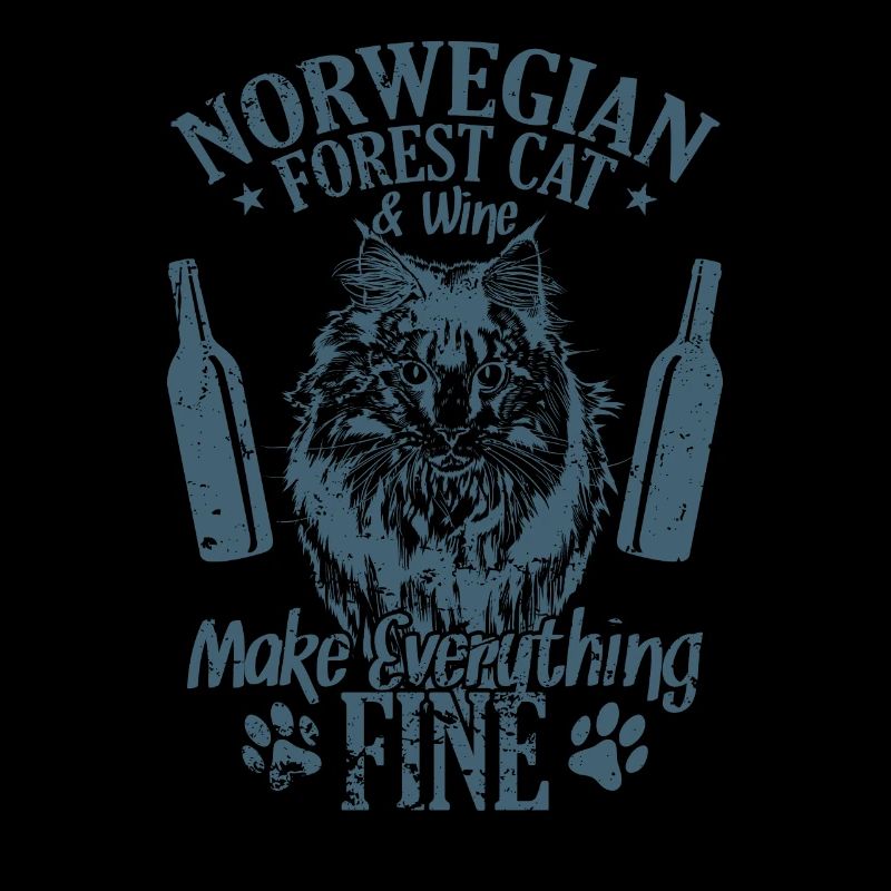 Norwegian Forest Cat and Wine Make Everything Fine