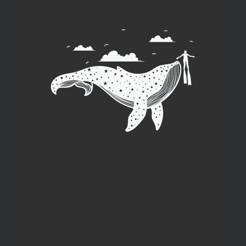 Pattern on whale with diver