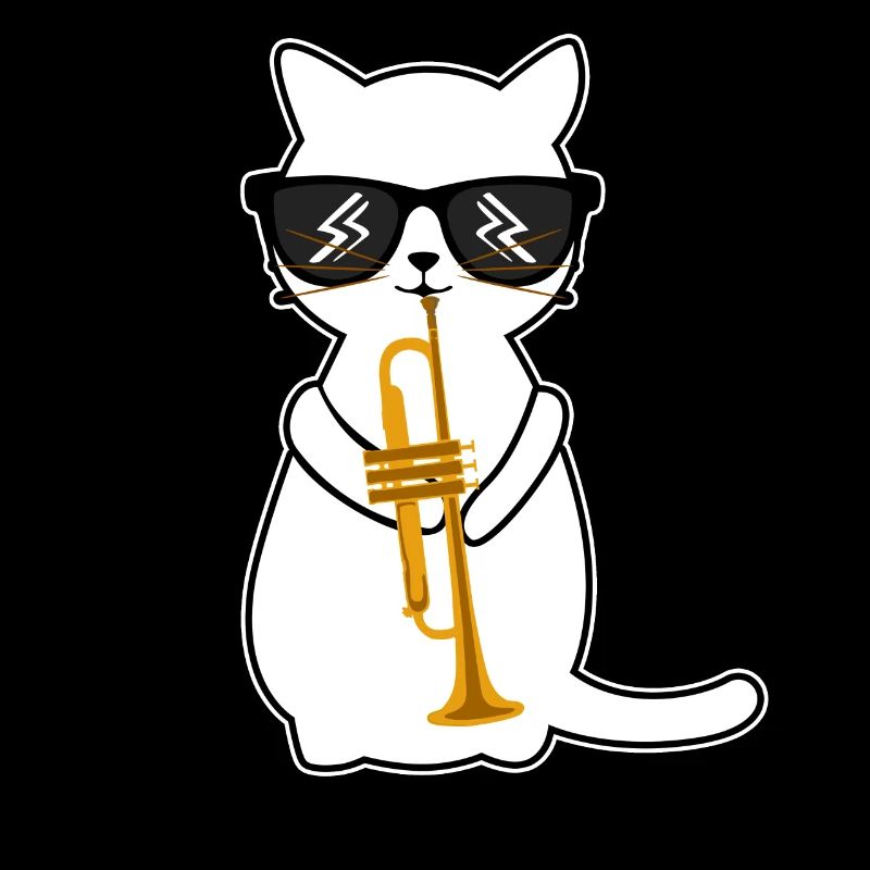 Drôle de chat jouant de la trompette - trompette