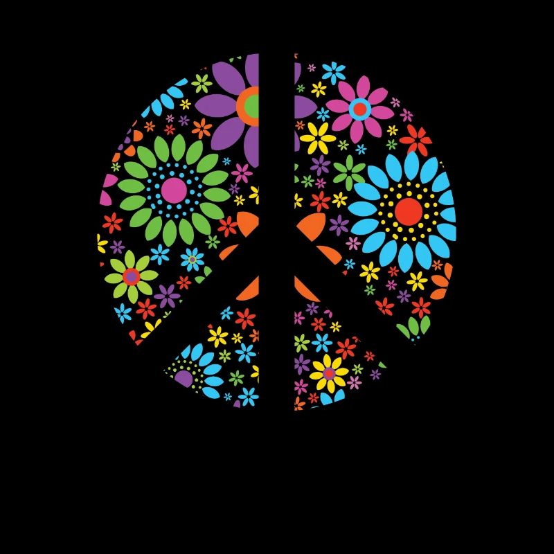 Retro Blumen Design Friedenszeichen Peace Zeichen